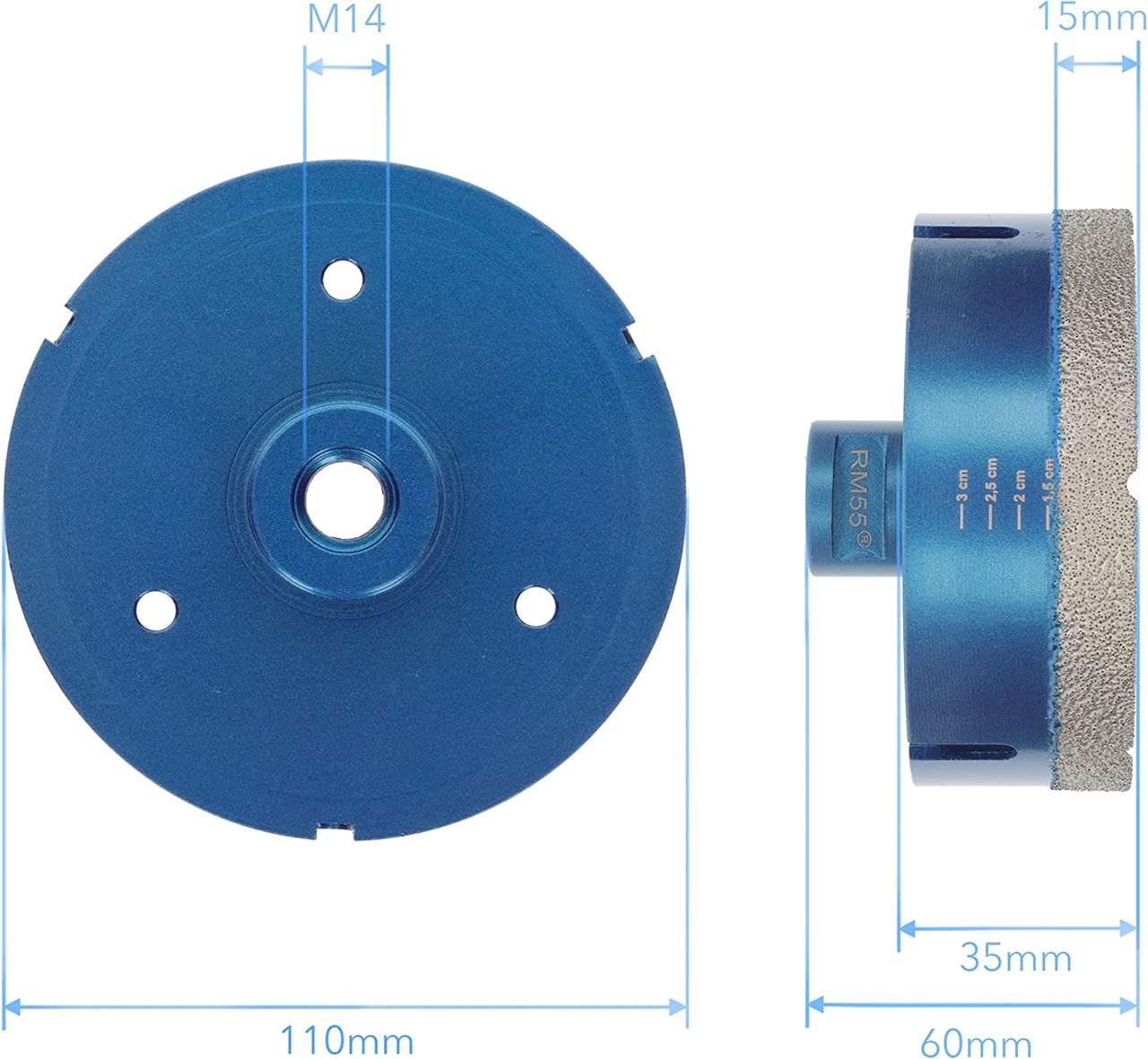 diamant fliesenbohrer db009 110mm abmessung