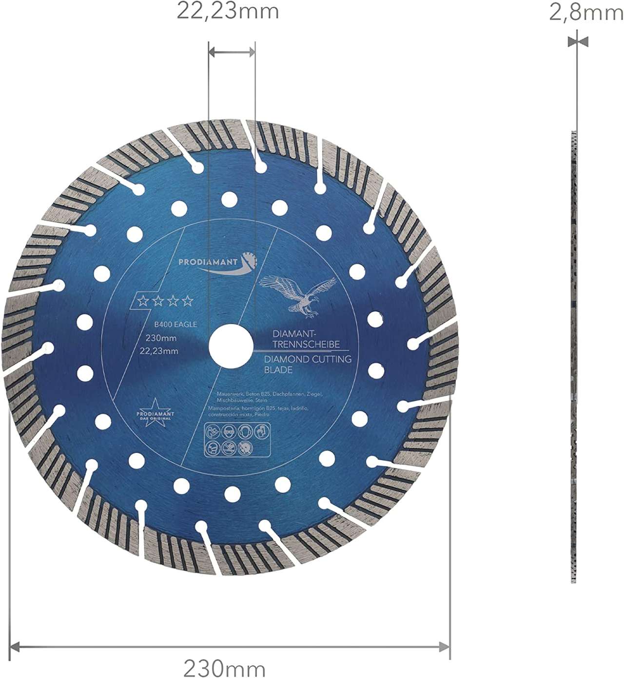 diamanttrennscheibe b400 230mm abmessung