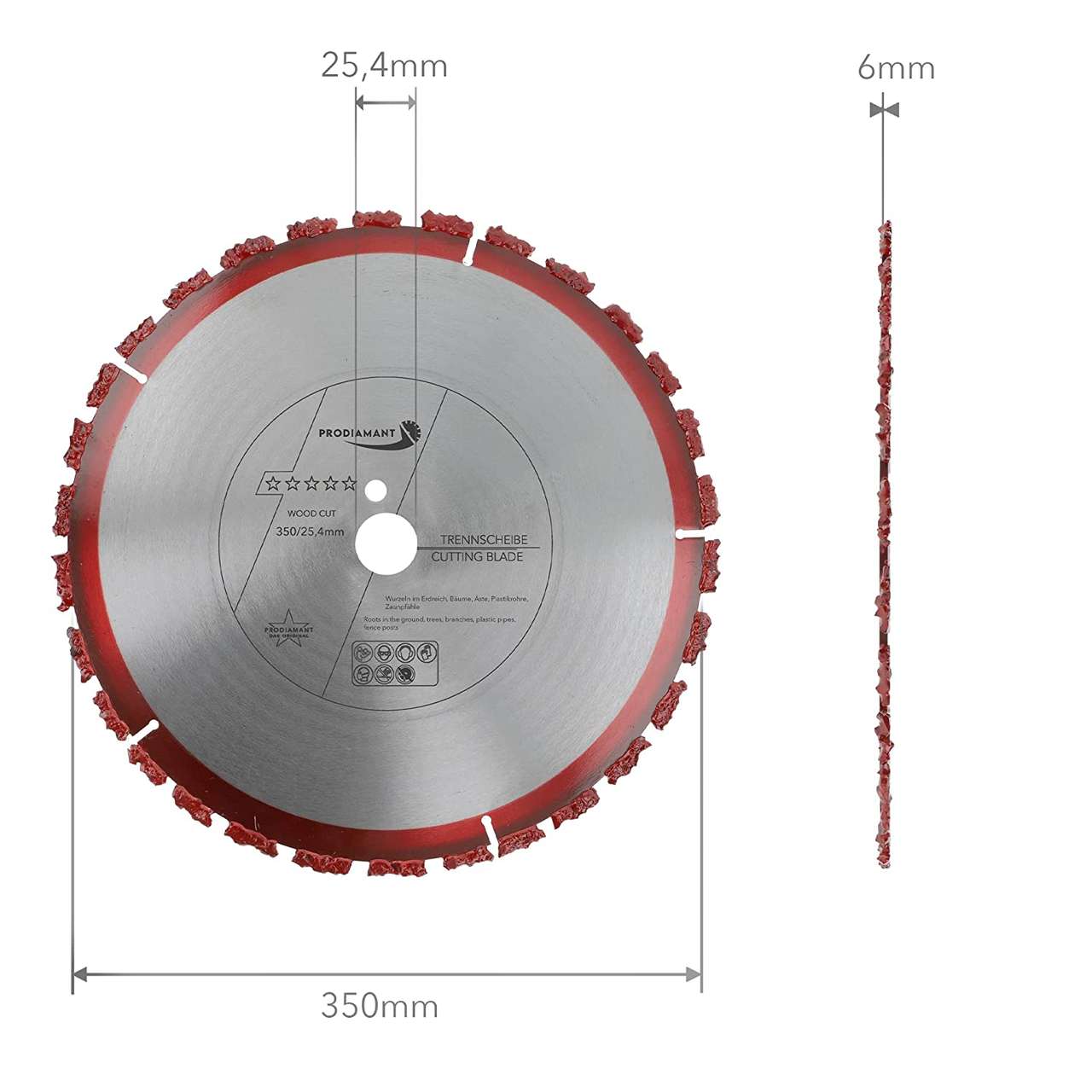 hartmetall trennscheibe woodcut 350mm 25 abmessung