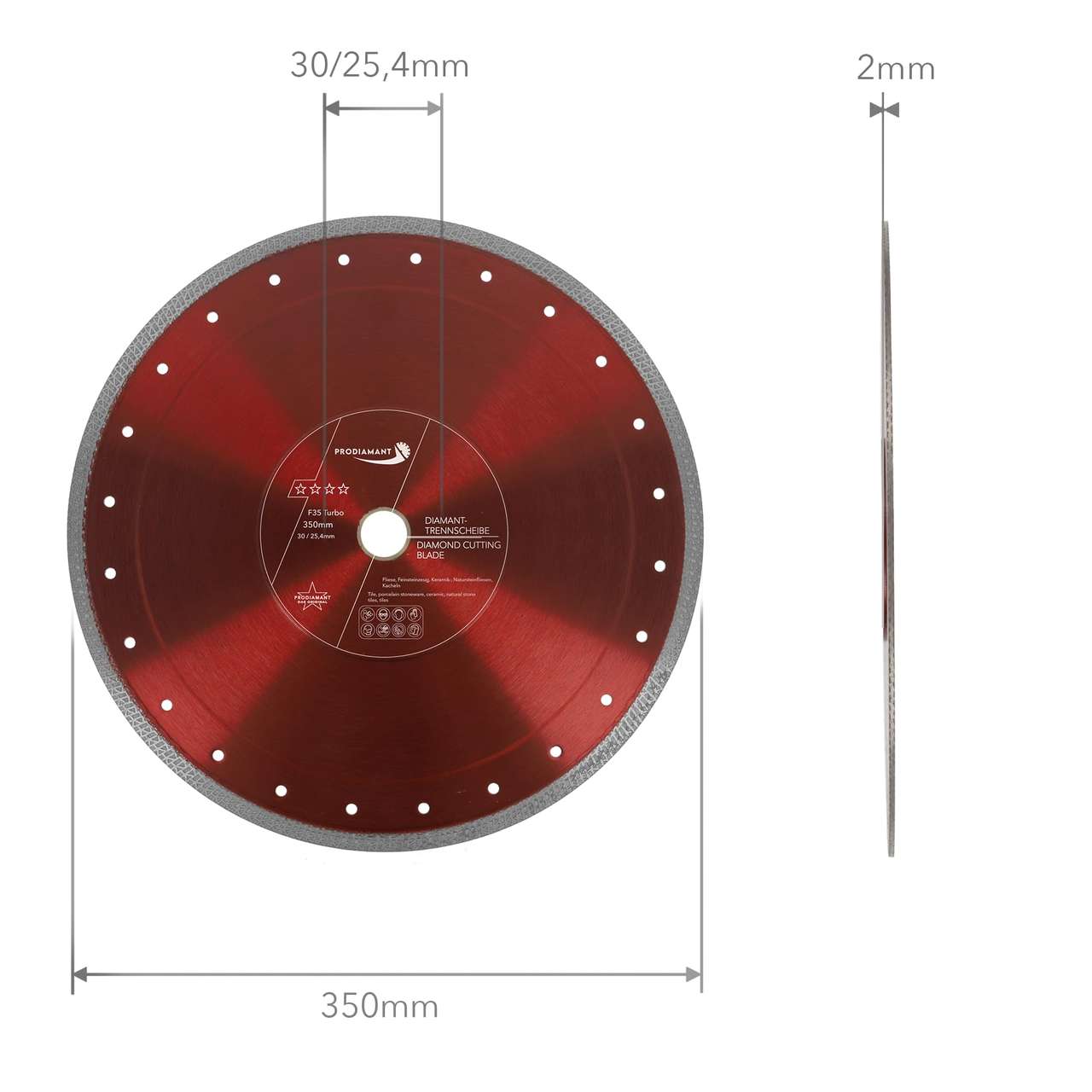 diamanttrennscheibe fliese 350mm abmessung
