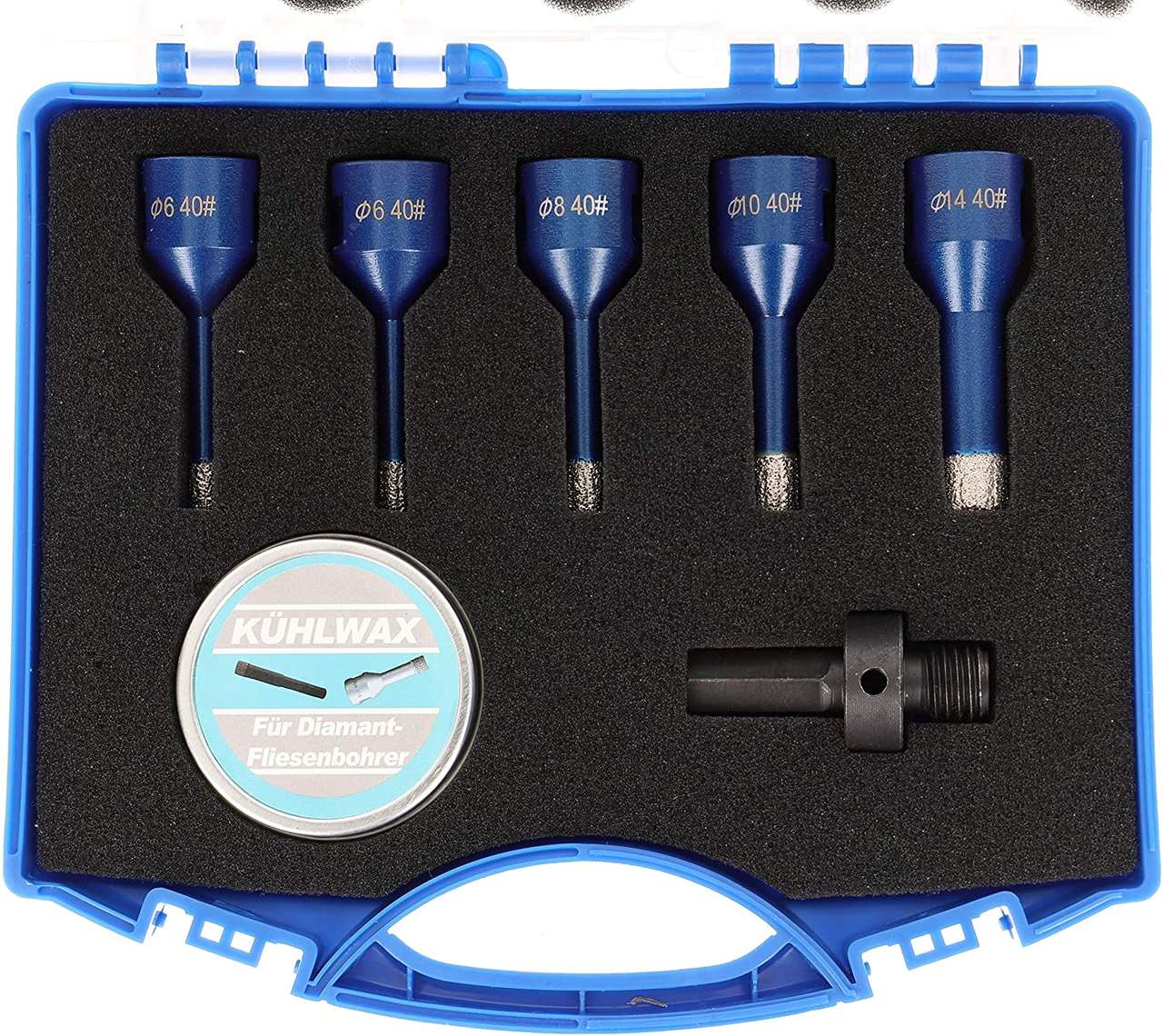 prodiamant fliesenbohrer set 7tlg einzelteile mit koffer