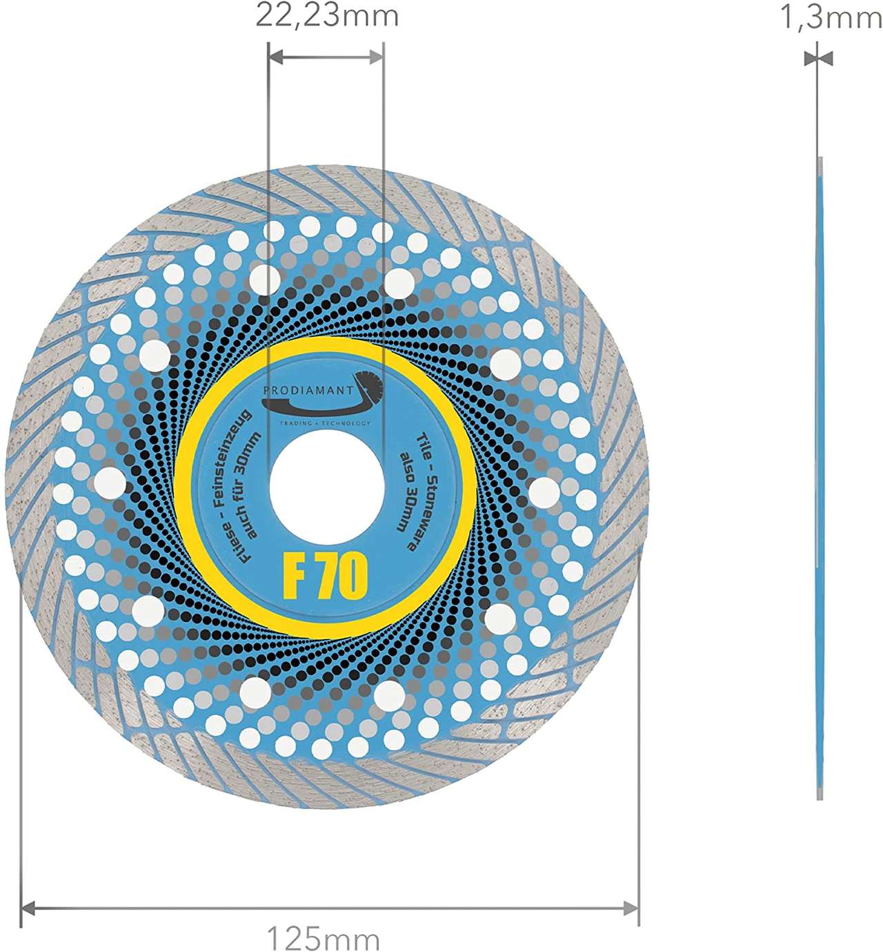 diamanttrennscheibe f70 125mm abmessung