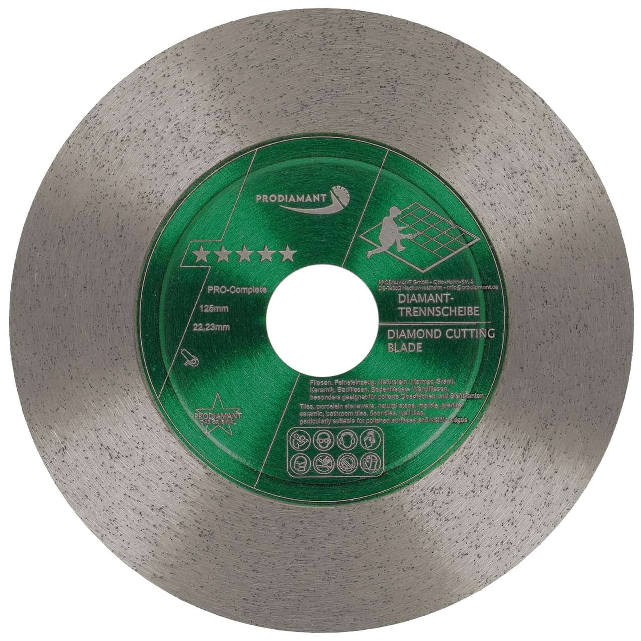 Diamanttrennscheibe 125mm Fliese/Feinsteinzeug PRO Complete prodiamant diamanttrennscheibe fliese pro complete 125mm vorne