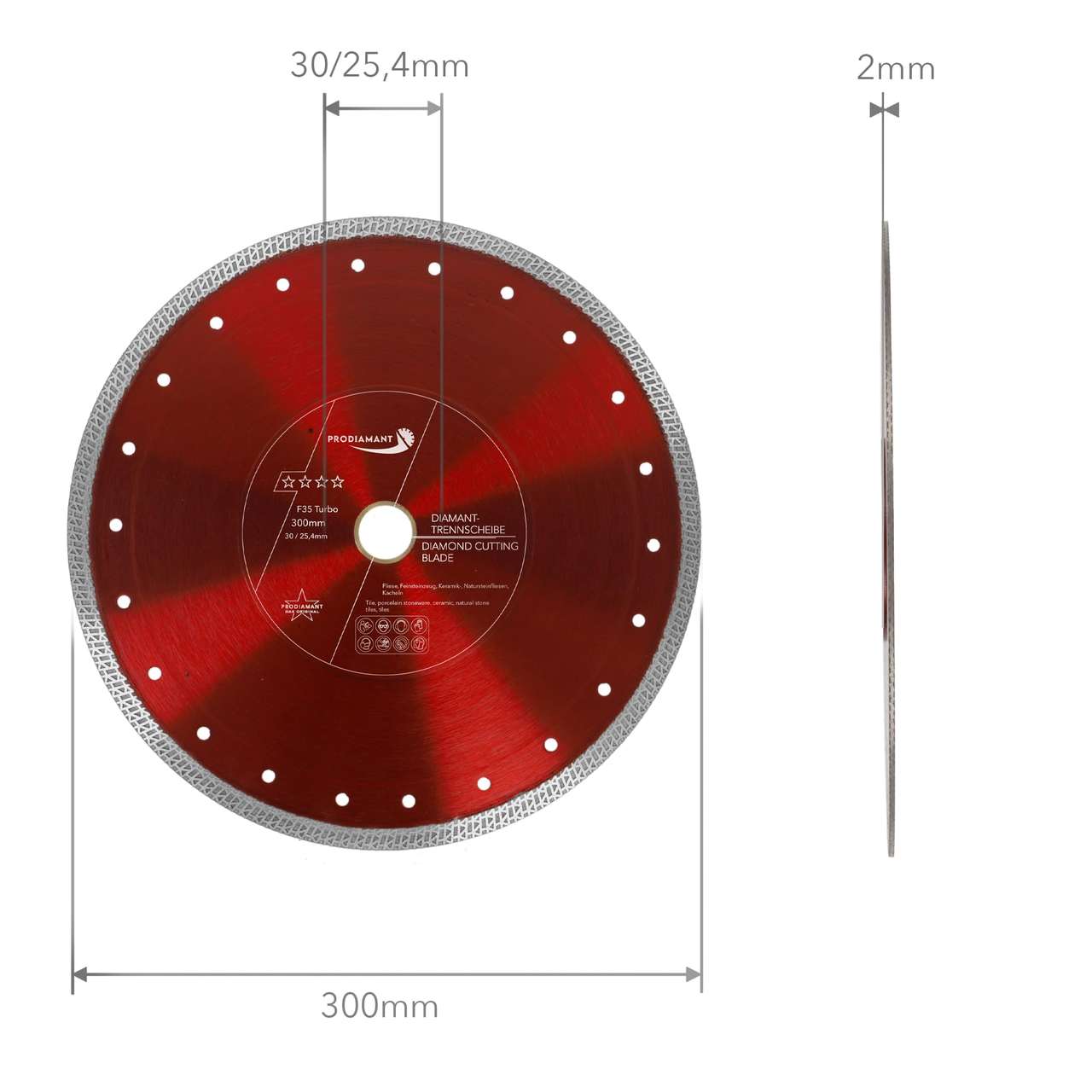 diamanttrennscheibe fliese 300mm abmessung