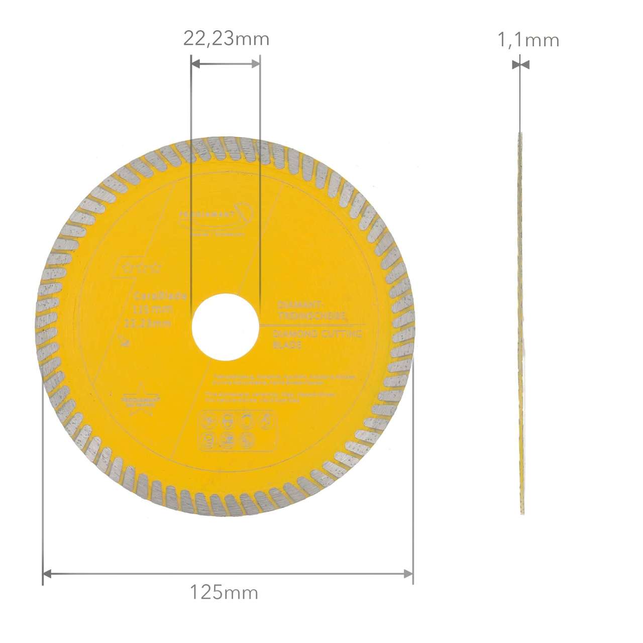 diamanttrennscheibe cerablade 125mm abmessung