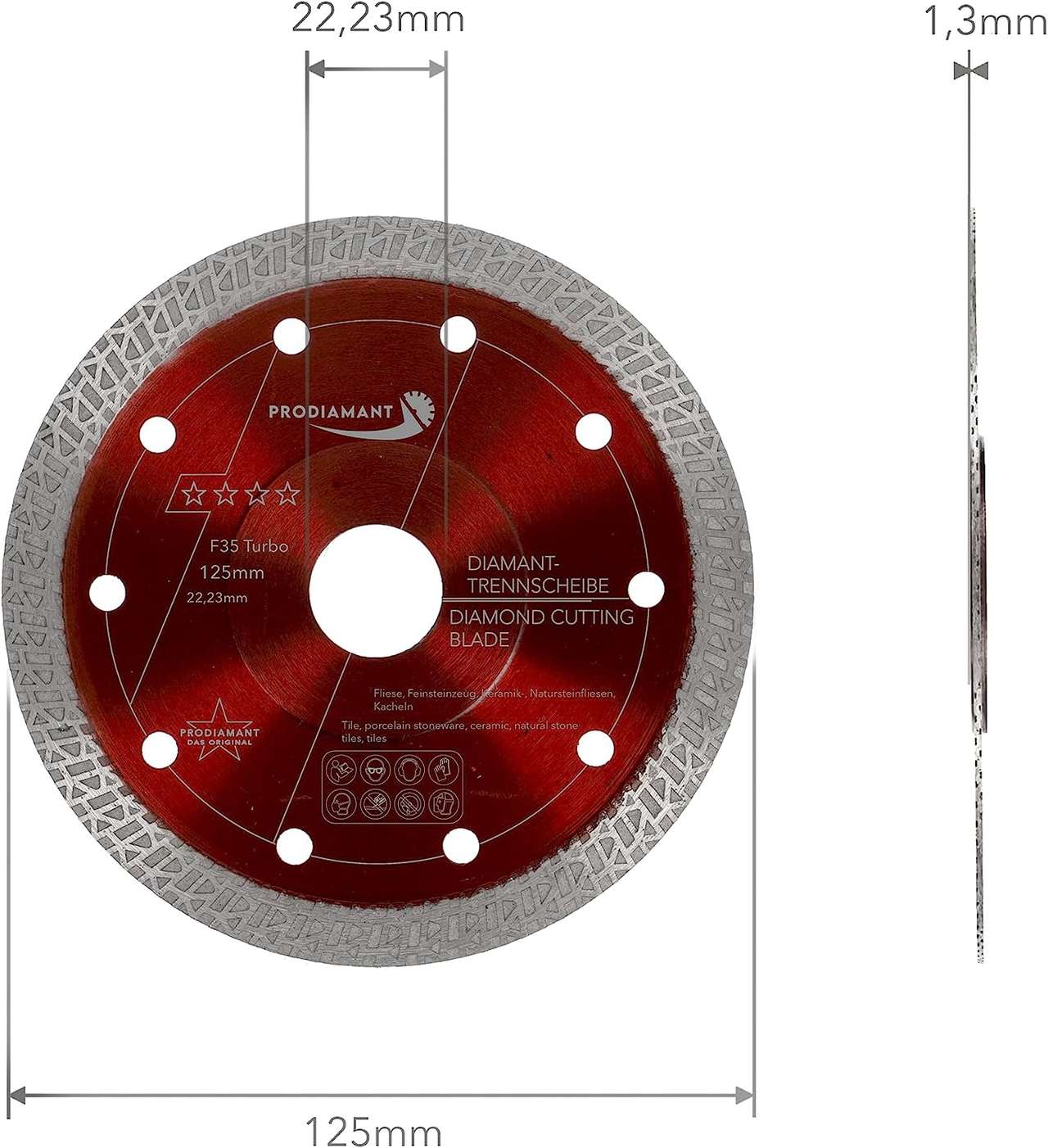 diamanttrennscheibe fliese 125mm abmessung