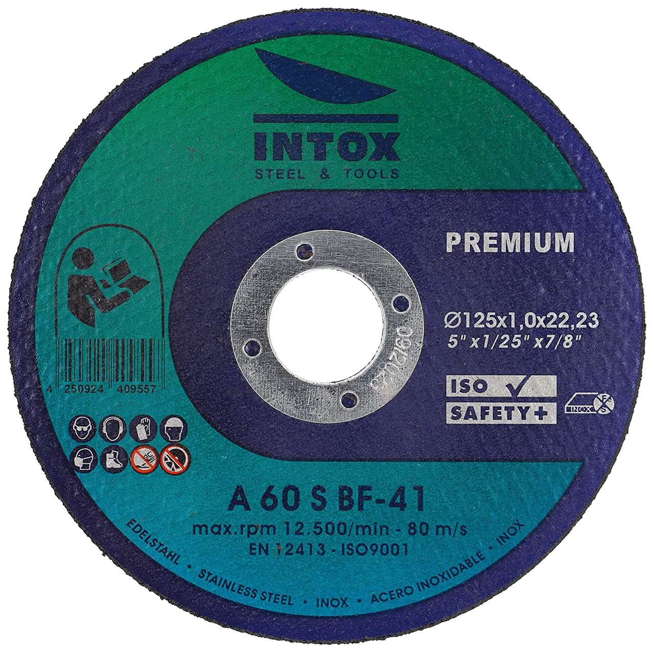 Trennscheibe 125mm für Inox, Metall, Stahl und Edelstahl intox inox trennscheibe 125mm vorne