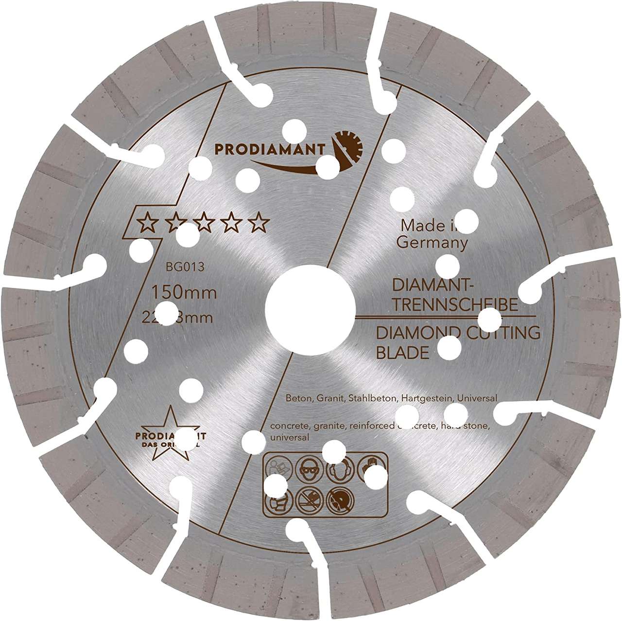 diamanttrennscheibe bg013 150mm vorne