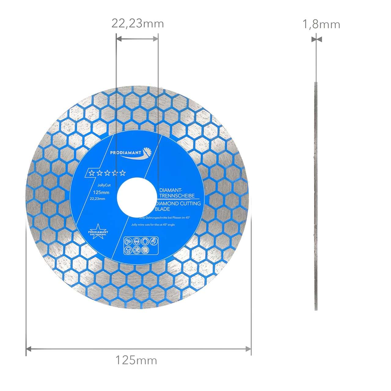 prodiamant diamanttrennscheibe jolly blau 125mm abmessung