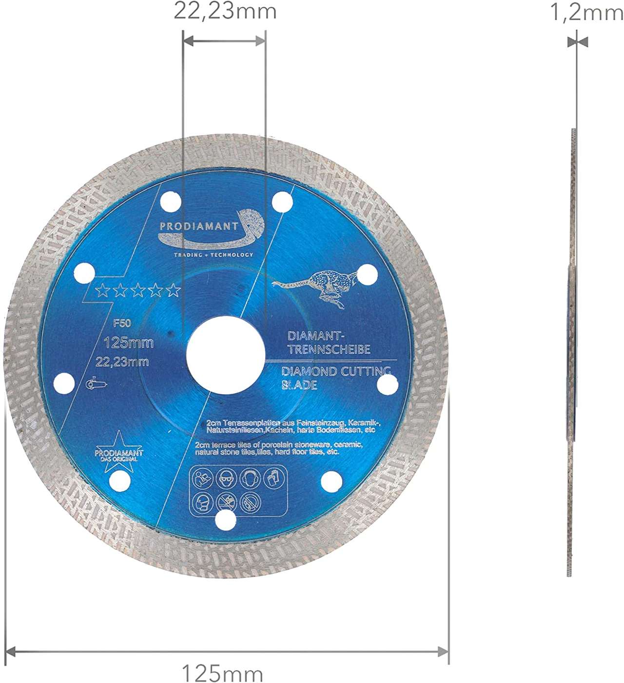 diamanttrennscheibe f50 125mm abmessung