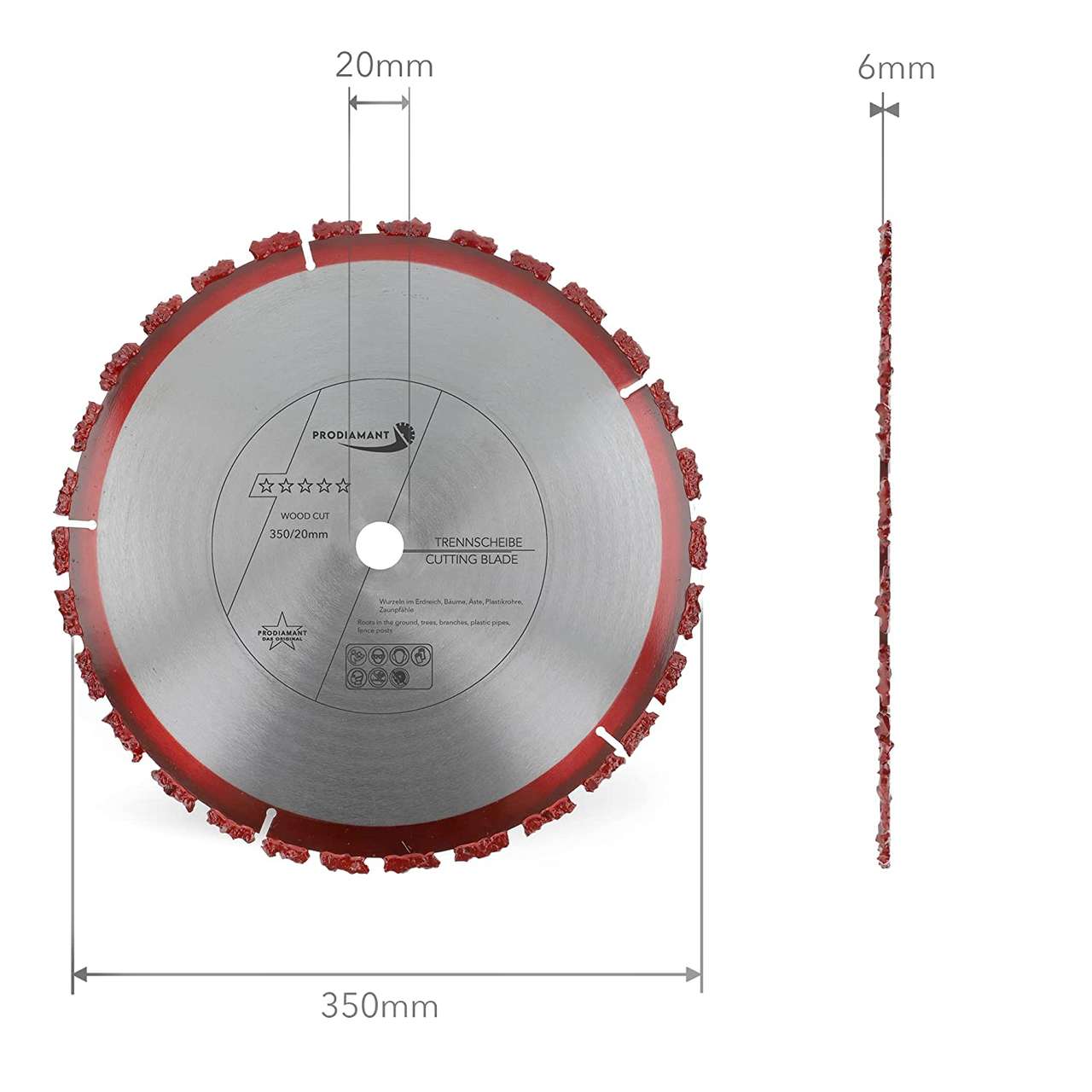hartmetall trennscheibe woodcut 350mm 20 abmessung