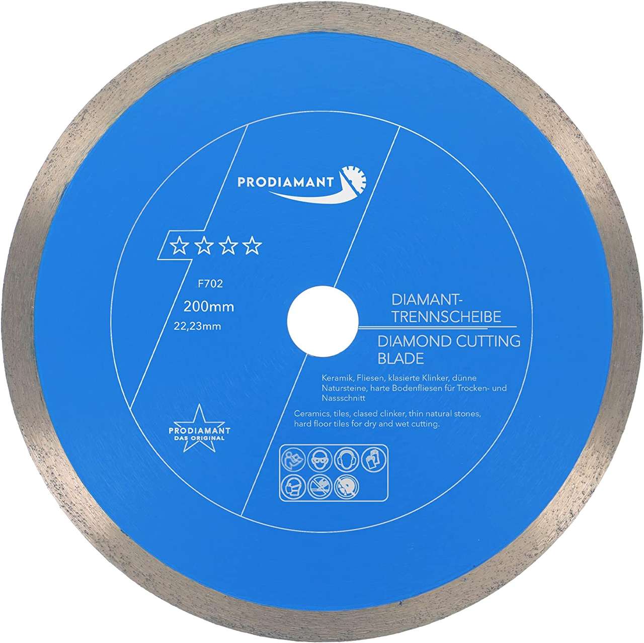 prodiamant diamanttrennscheibe fliese f702 200mm 22 vorne