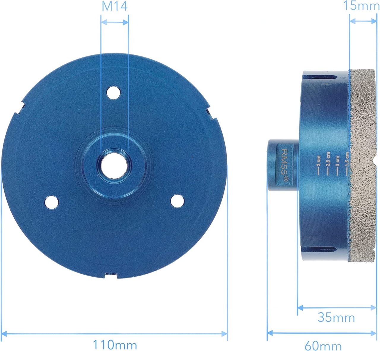 diamant fliesenbohrer db009 110mm abmessung