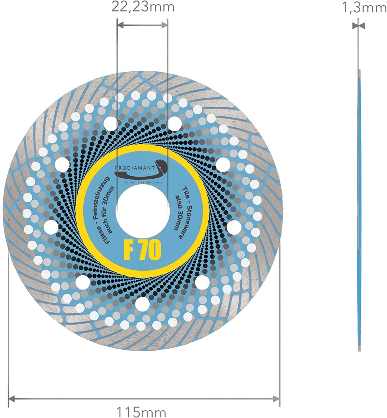 diamanttrennscheibe f70 115mm abmessung