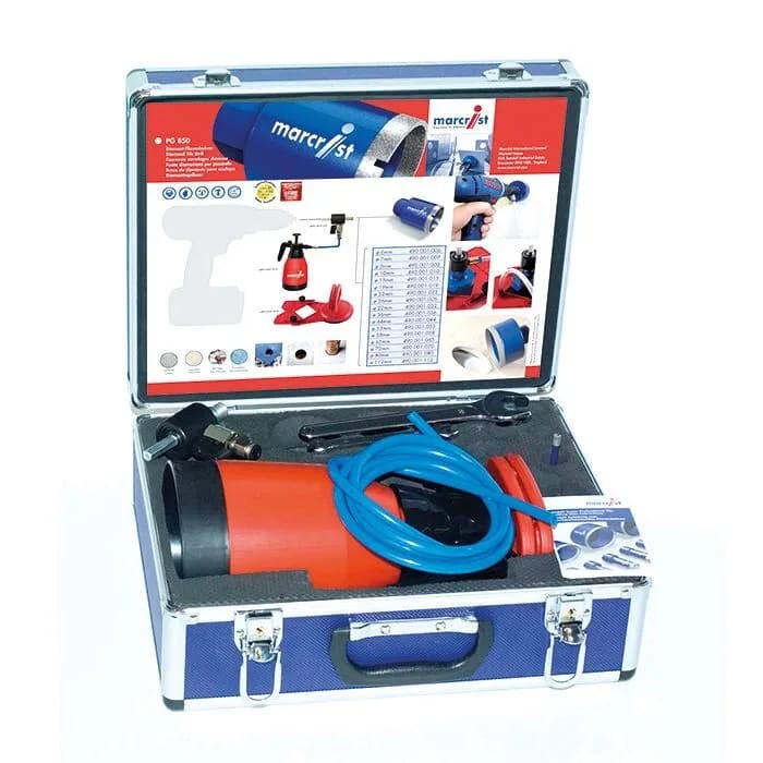 Marcrist PG850 Profi-Starterset mit Fliesenbohrer, Wasserspülkopf und Druckflasche im Koffer – Ansicht 2