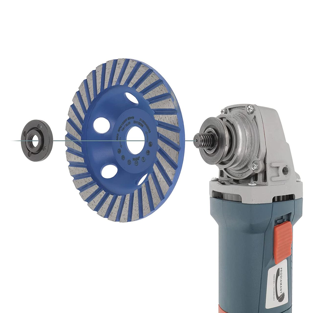 diamantschleiftopf faecher 125mm montage