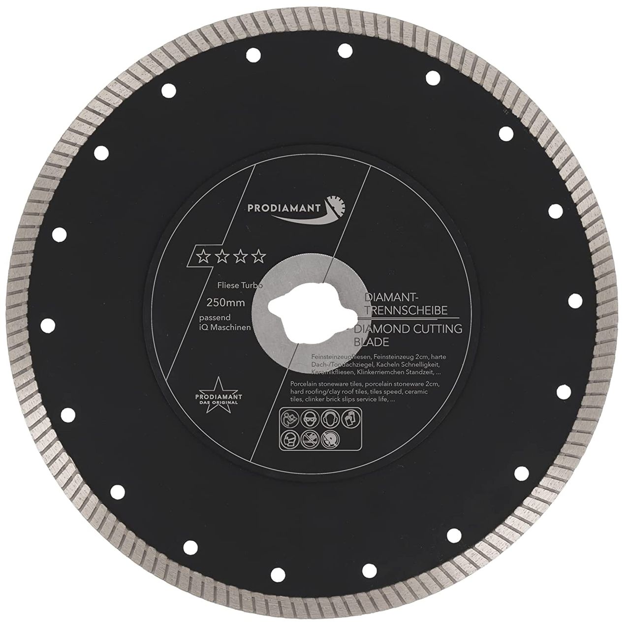 diamanttrennscheibe 250mm fliese passend iq vorne