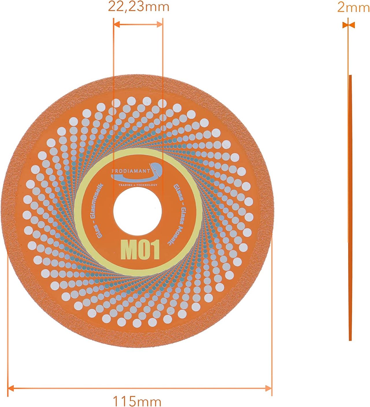 diamanttrennscheibe m01 glas 115mm abmessung