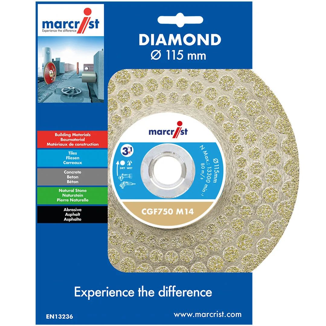 Marcrist CGF750 3in1 Trenn-Schleif-Finishing Diamantscheibe für Fliesen und Naturstein – Ansicht 3
