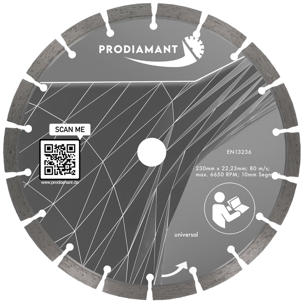 diamanttrennscheibe promac 230mm vorne