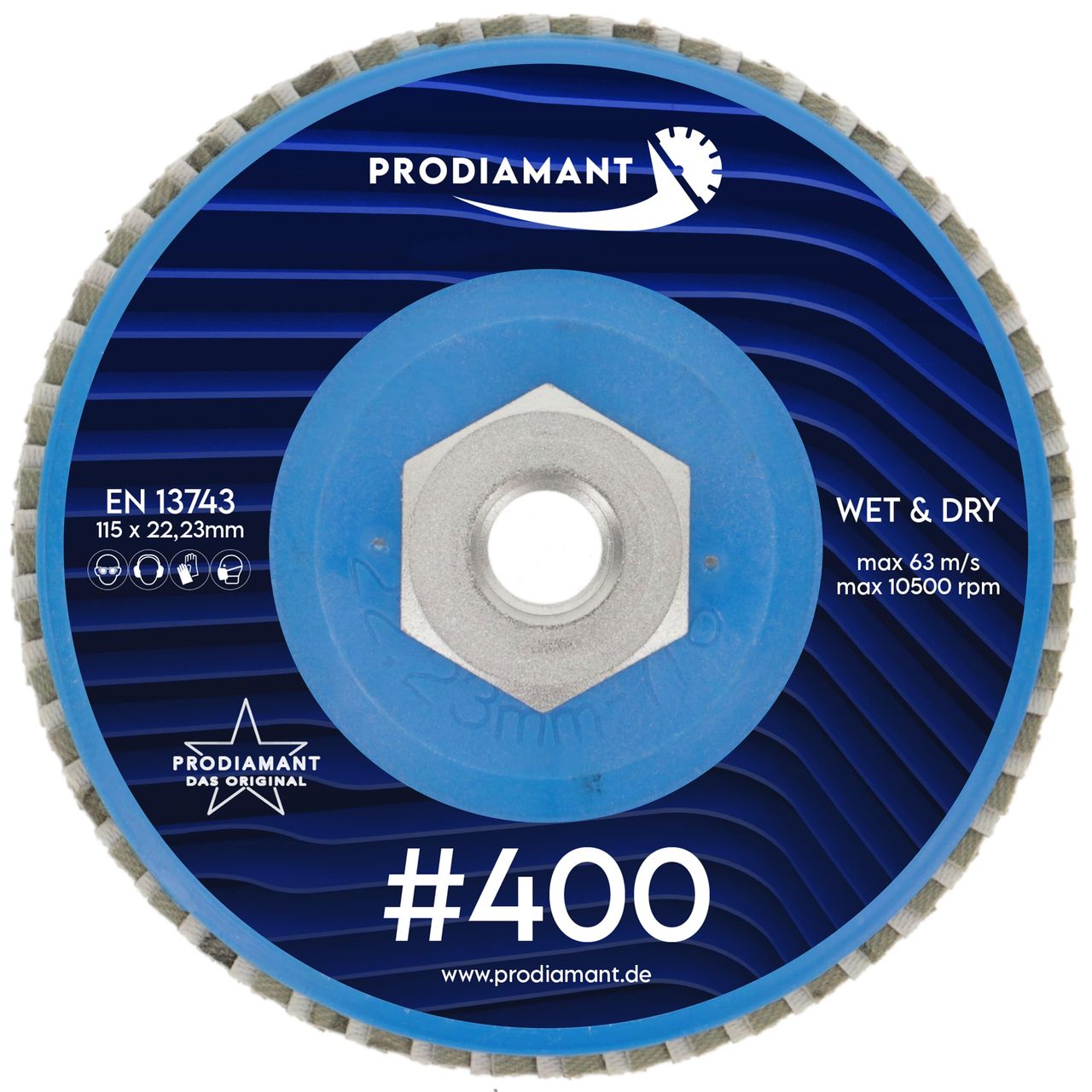 Diamant Fächerscheibe Hybrid 115mm Korn 400 grob für Fliesen, Keramik, Naturstein