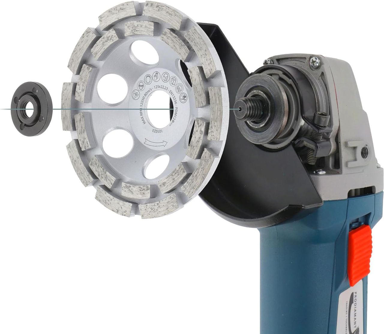 prodiamant premium diamantschleiftopf 125mm doppelreihig gedreht montage