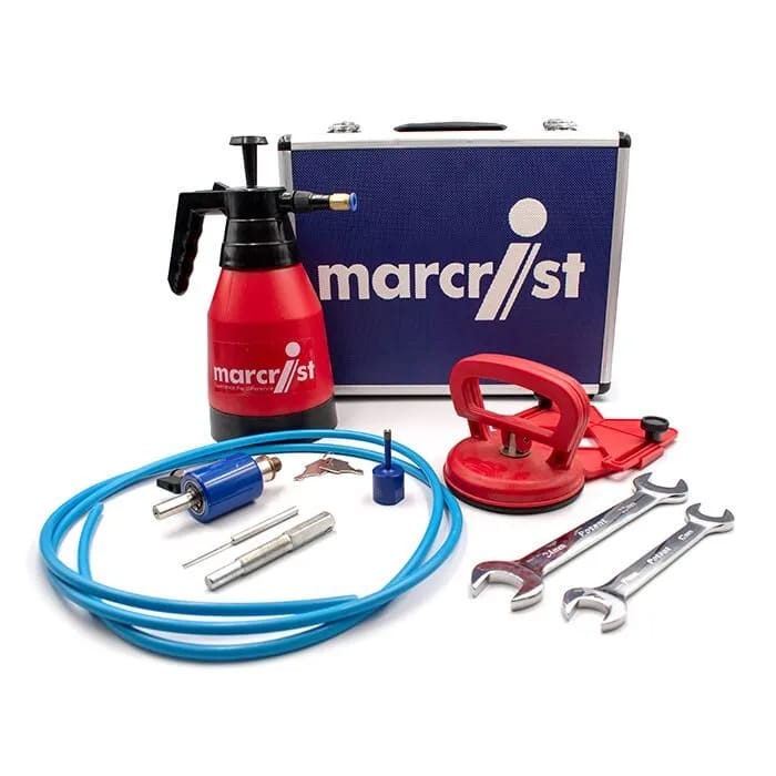 Marcrist PG850 Profi-Starterset mit Fliesenbohrer, Wasserspülkopf und Druckflasche im Koffer