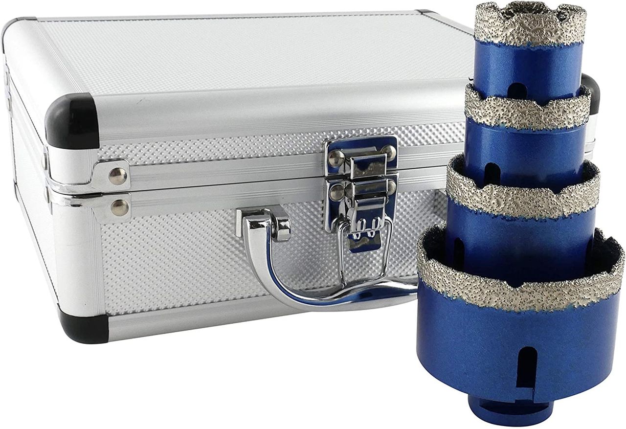 prodiamant koffer set 4tlg blau bohrer vor koffer