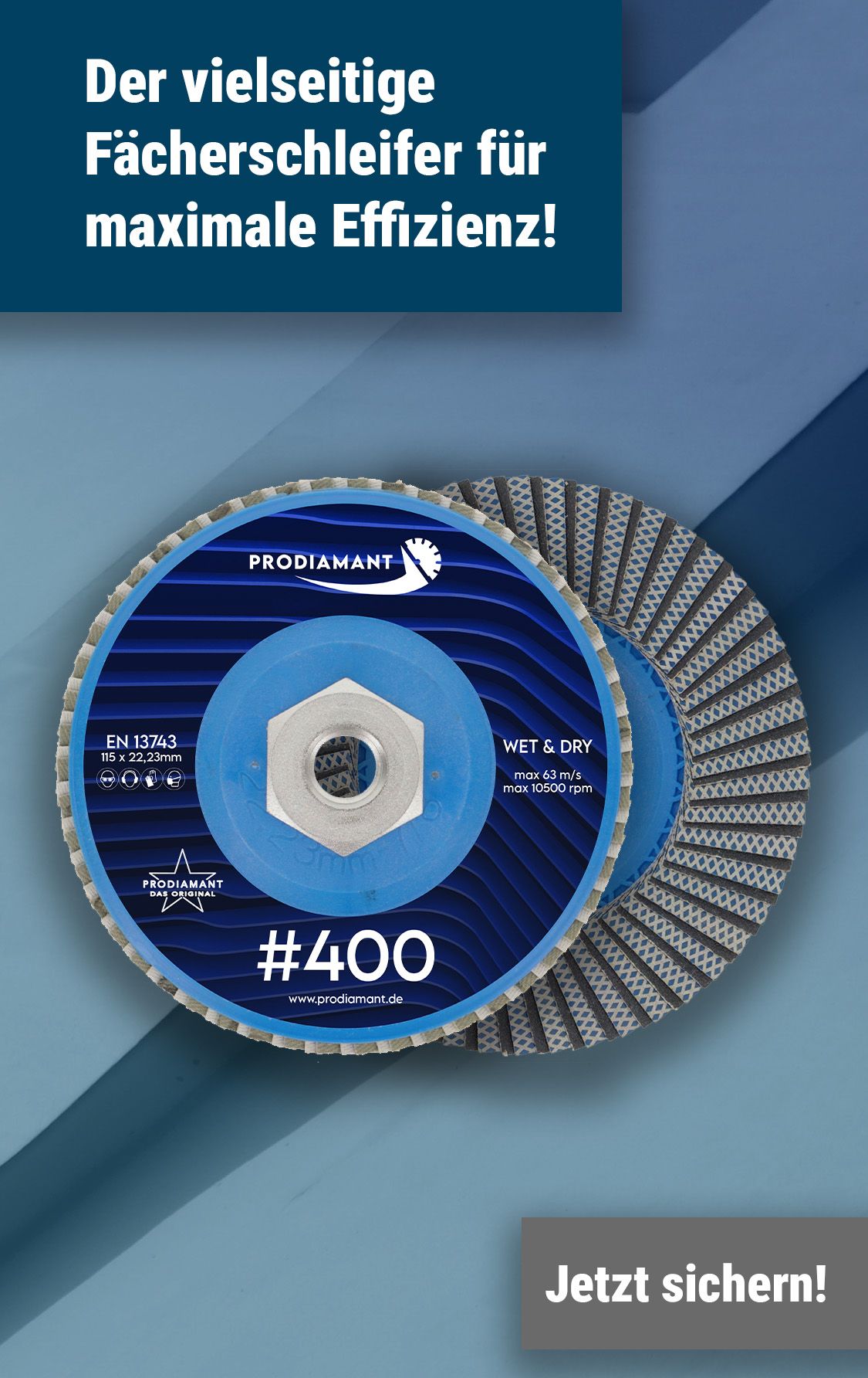 Diamant Fächerscheibe Hybrid Korn 400